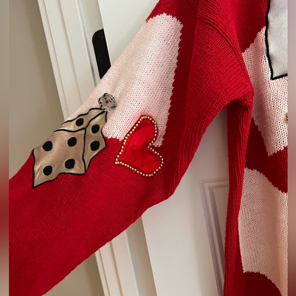 Vintage Spree Casino Sweater Womens Large Red Vegas Gambling Dice Beaded Sequins - Picture 3 of 11